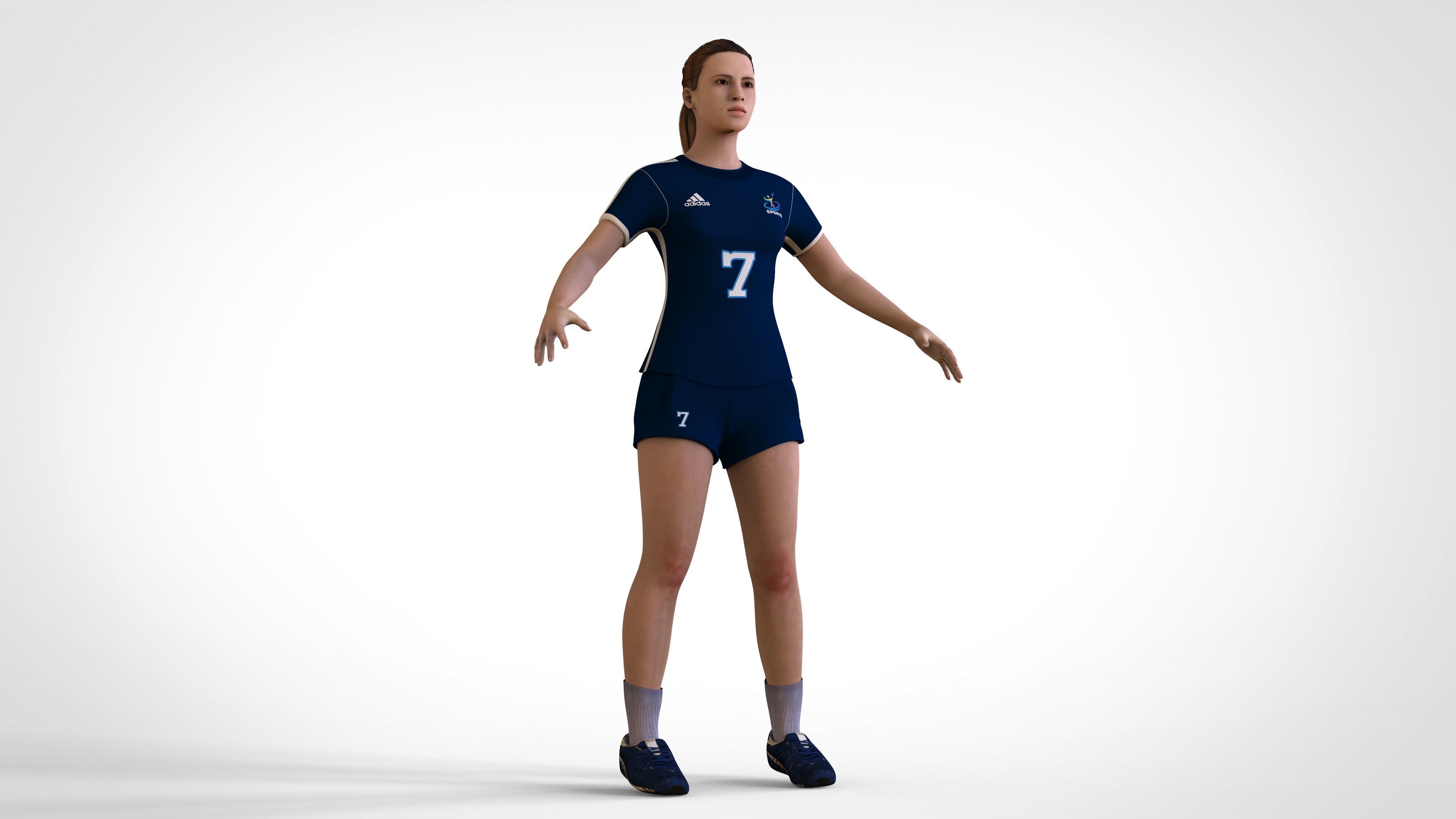 Female Volleyball Player 3D model_9