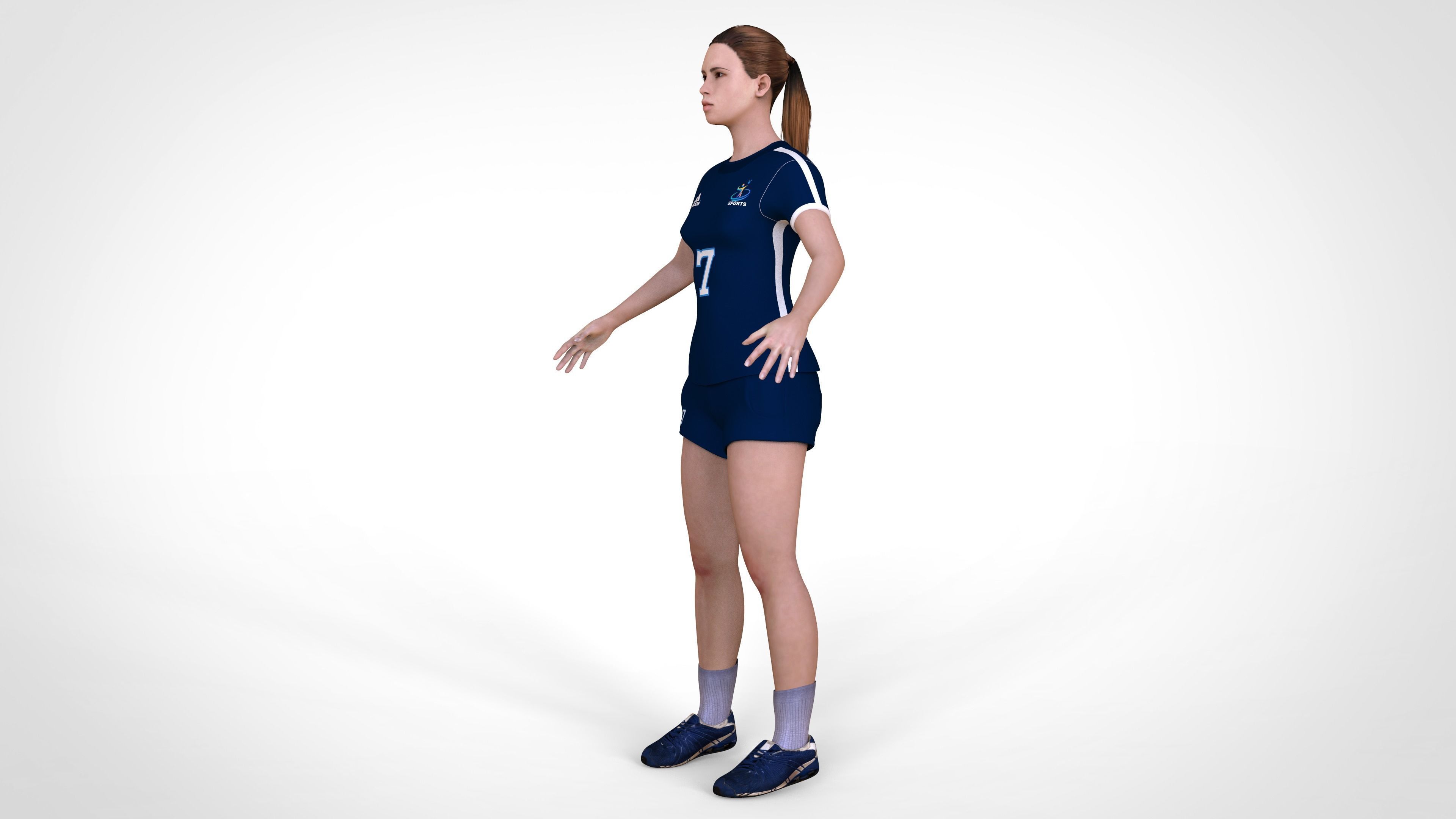 Female Volleyball Player 3D model_3