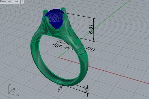 Round blue stone ring 3274 3D print model 3D print model_7