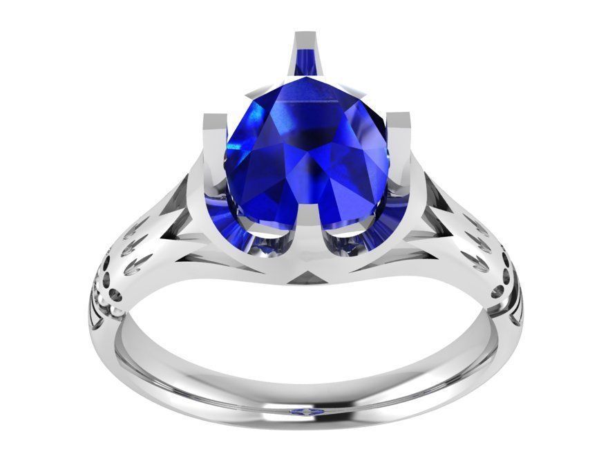 Round blue stone ring 3274 3D print model 3D print model_2