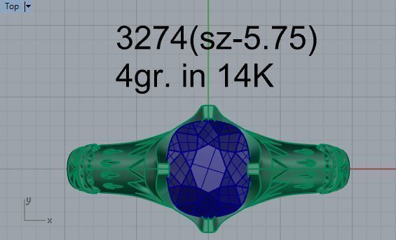 Round blue stone ring 3274 3D print model 3D print model_4