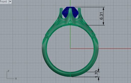 Round blue stone ring 3274 3D print model 3D print model_5