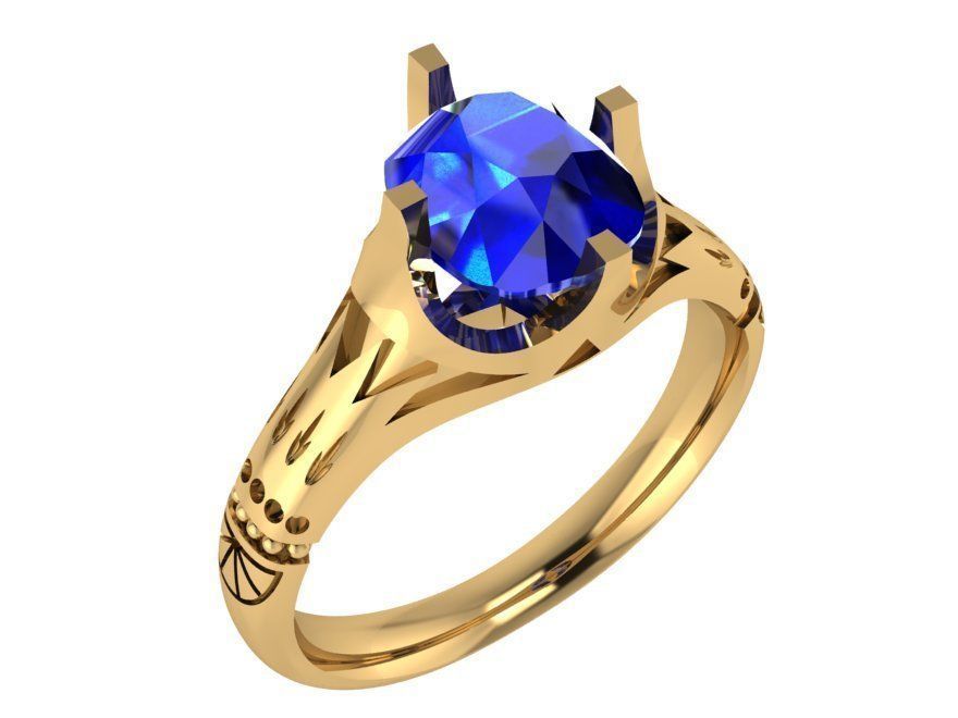 Round blue stone ring 3274 3D print model 3D print model_1