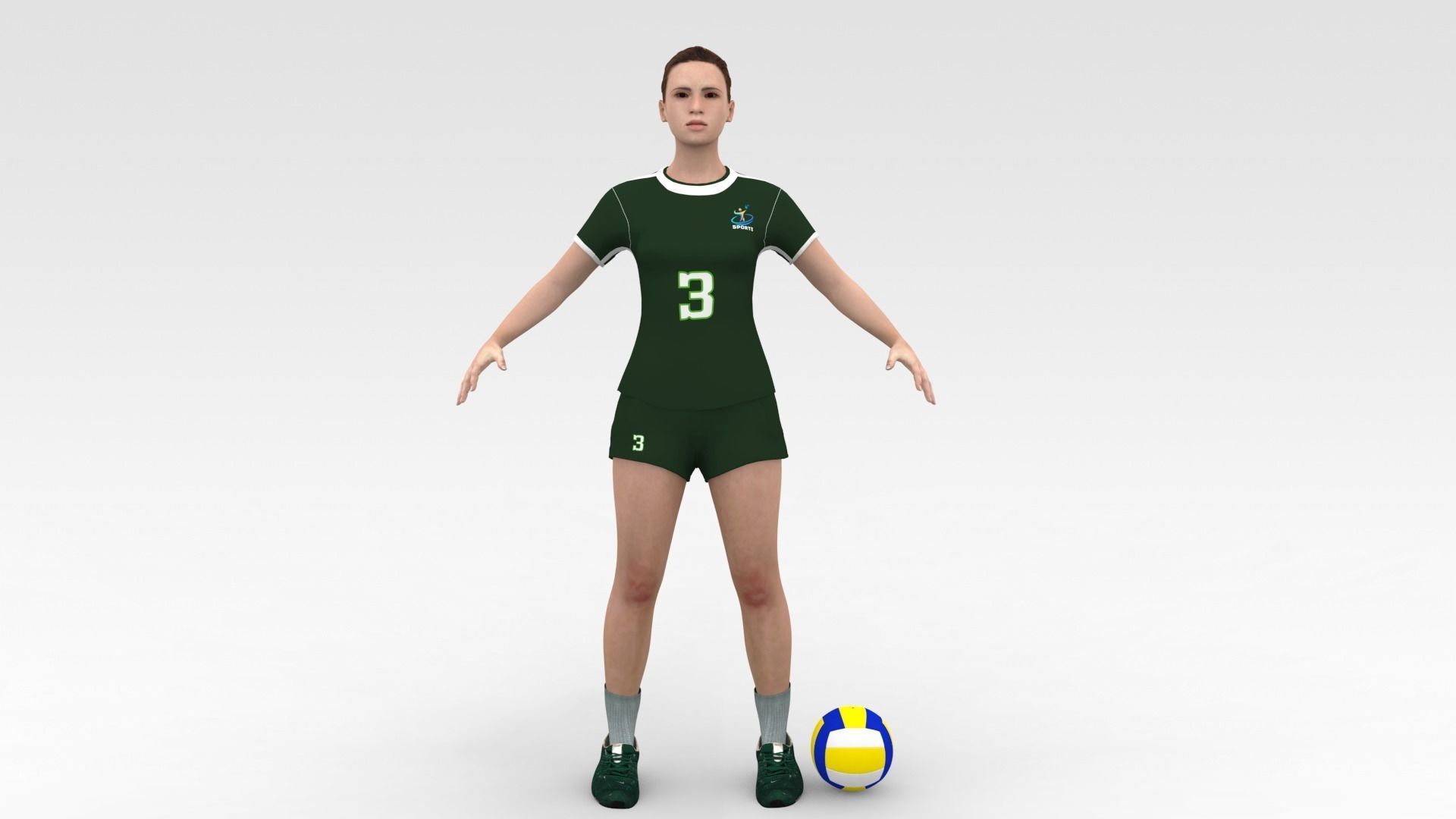 Female Volleyball Player 3D model_6