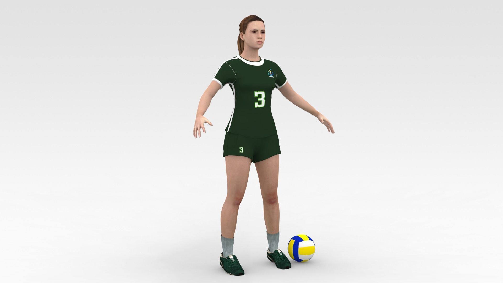 Female Volleyball Player 3D model_5