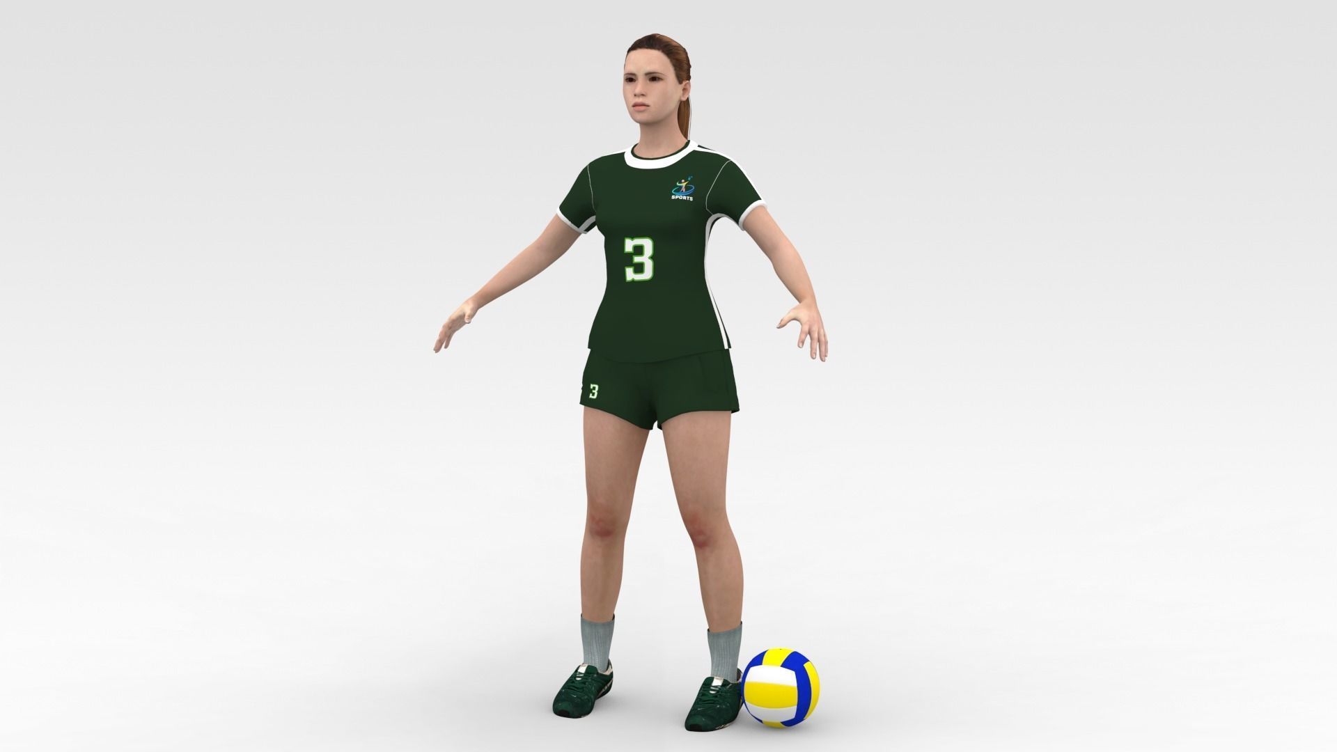 Female Volleyball Player 3D model_2