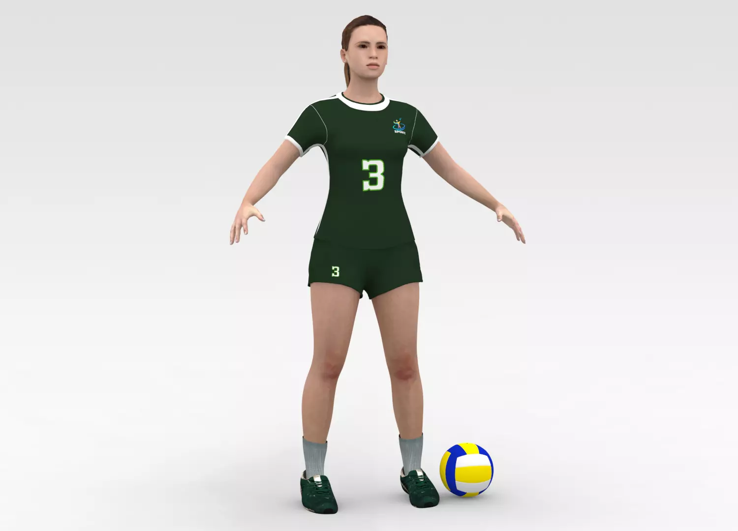 Female Volleyball Player 3D model_0