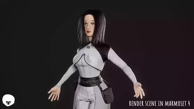 Female Wizard Character 3 Low-poly 3D model