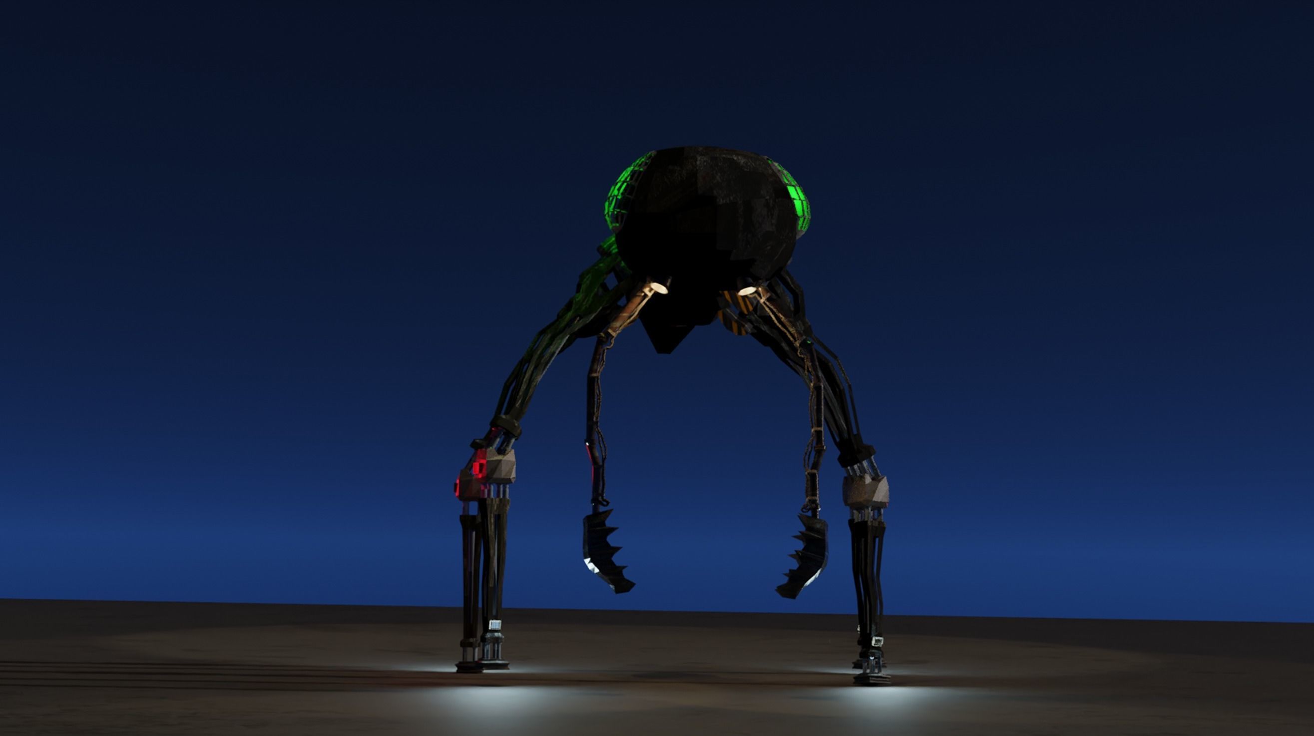 Harvester explorer insect Robot Sci-fi  Low-poly 3D model_12