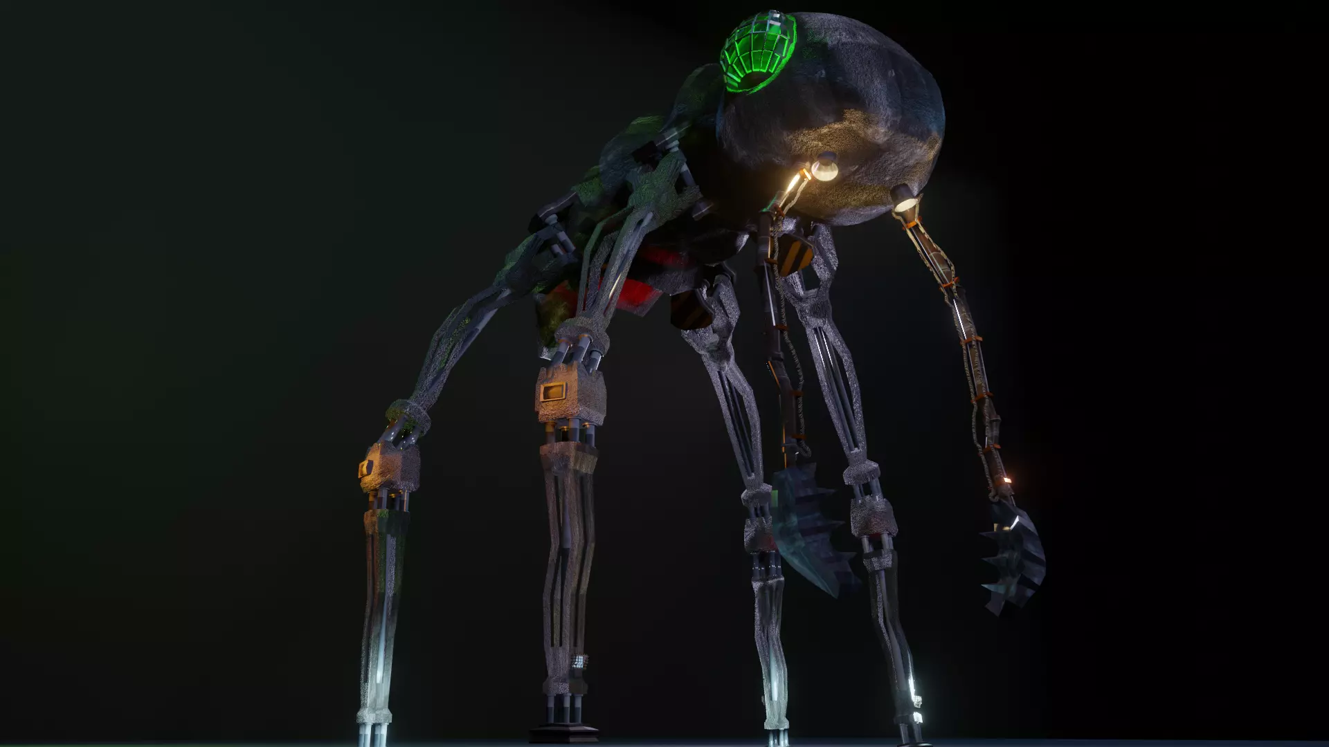 Harvester explorer insect Robot Sci-fi  Low-poly 3D model_0