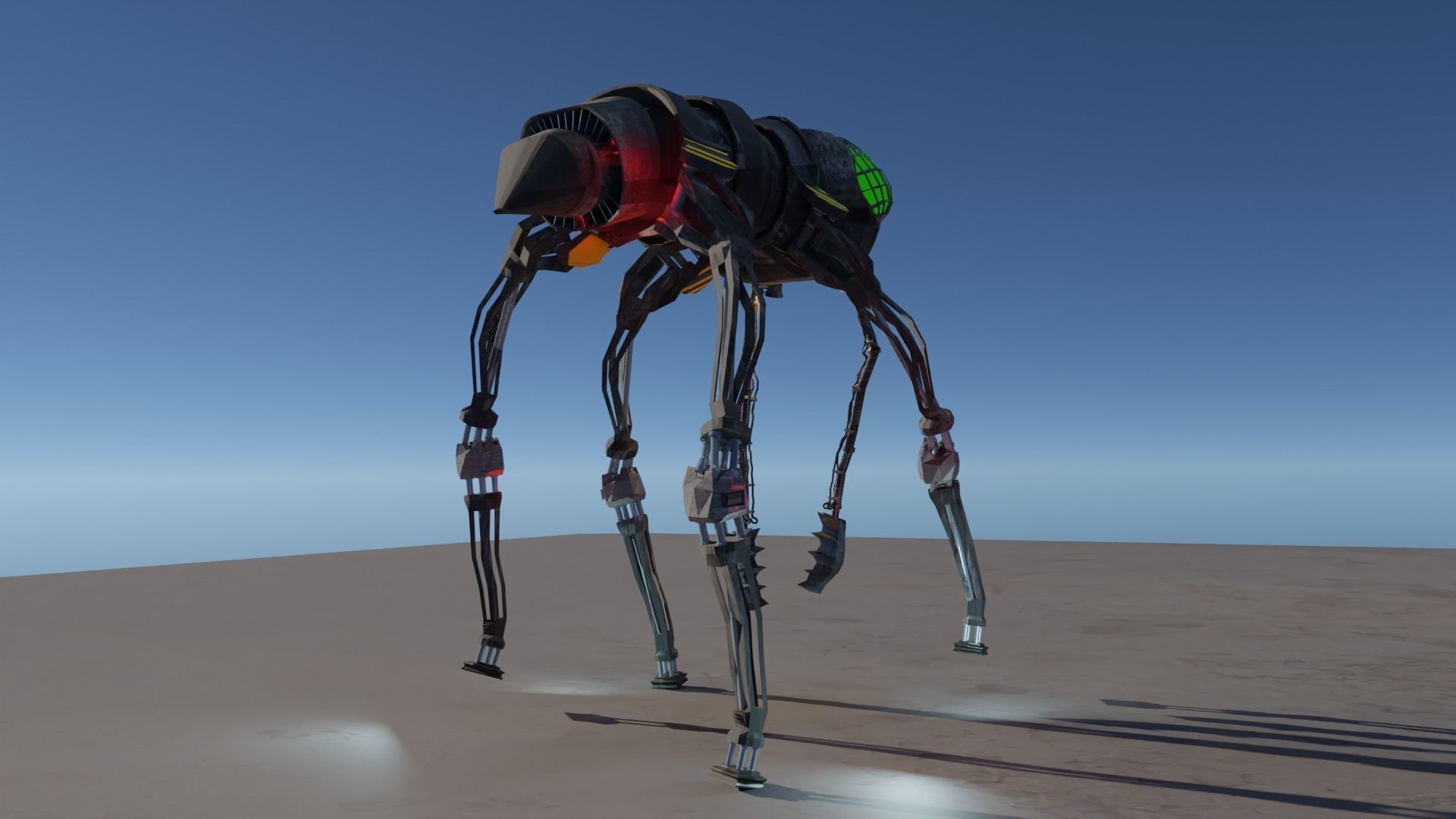 Harvester explorer insect Robot Sci-fi  Low-poly 3D model_9