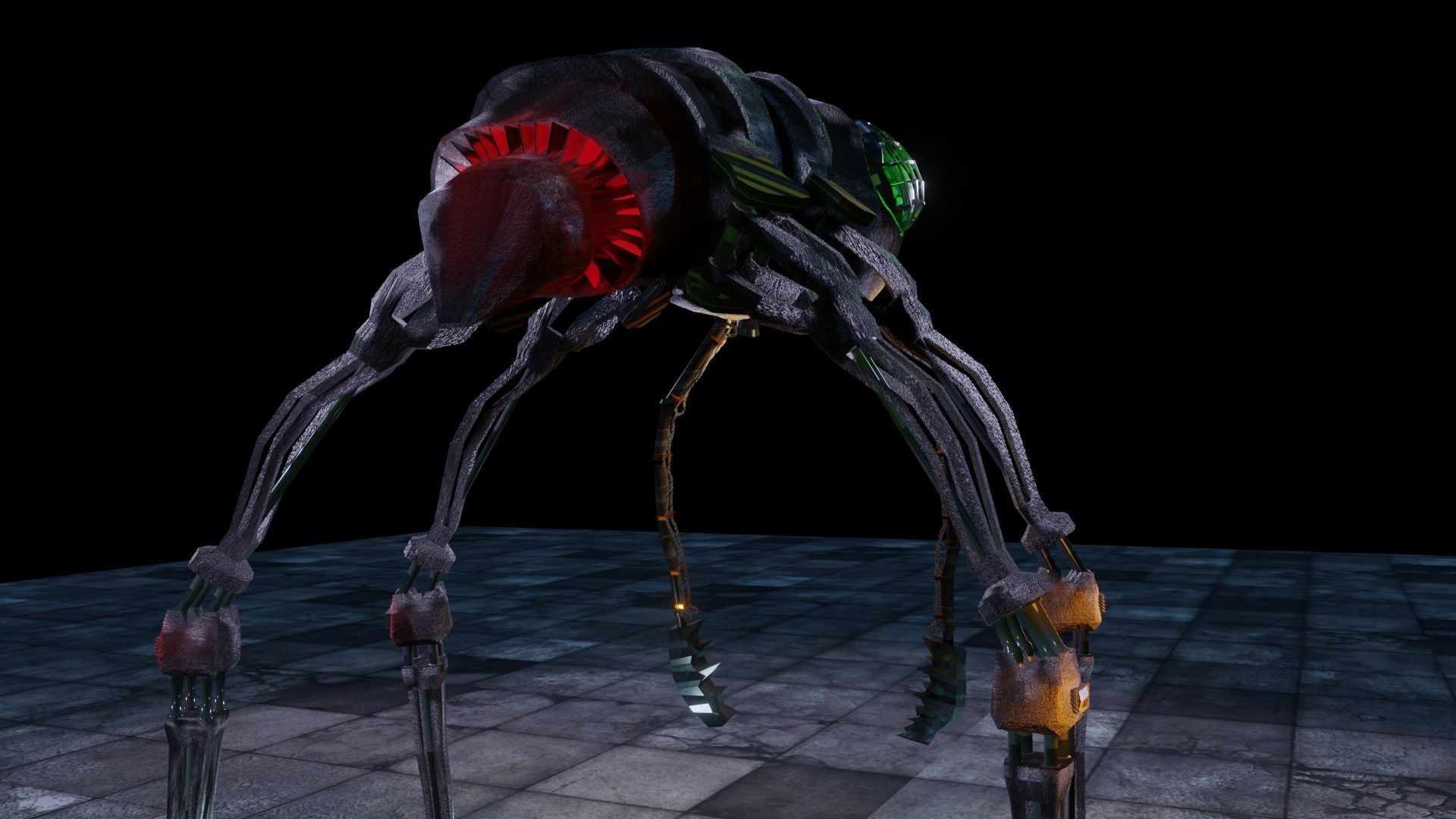 Harvester explorer insect Robot Sci-fi  Low-poly 3D model_5