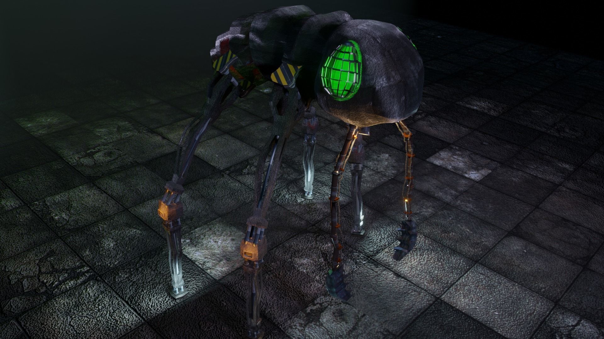 Harvester explorer insect Robot Sci-fi  Low-poly 3D model_3