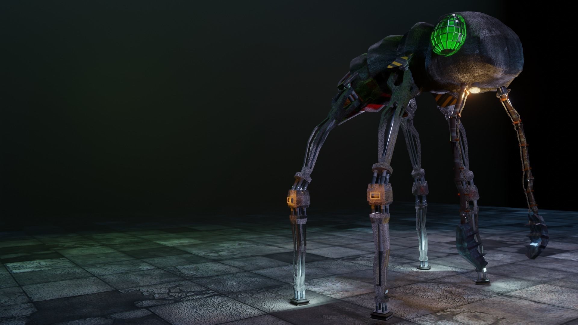 Harvester explorer insect Robot Sci-fi  Low-poly 3D model_6