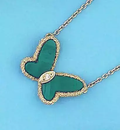 YD170 emerald butterfly necklace