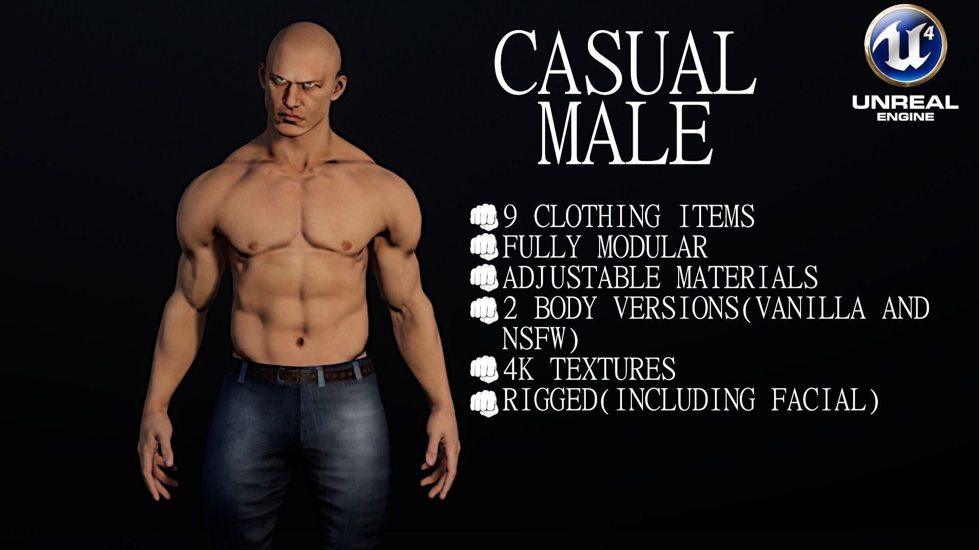 Casual male- modular rigged game ready low-poly 3d model Low-poly 3D model_2