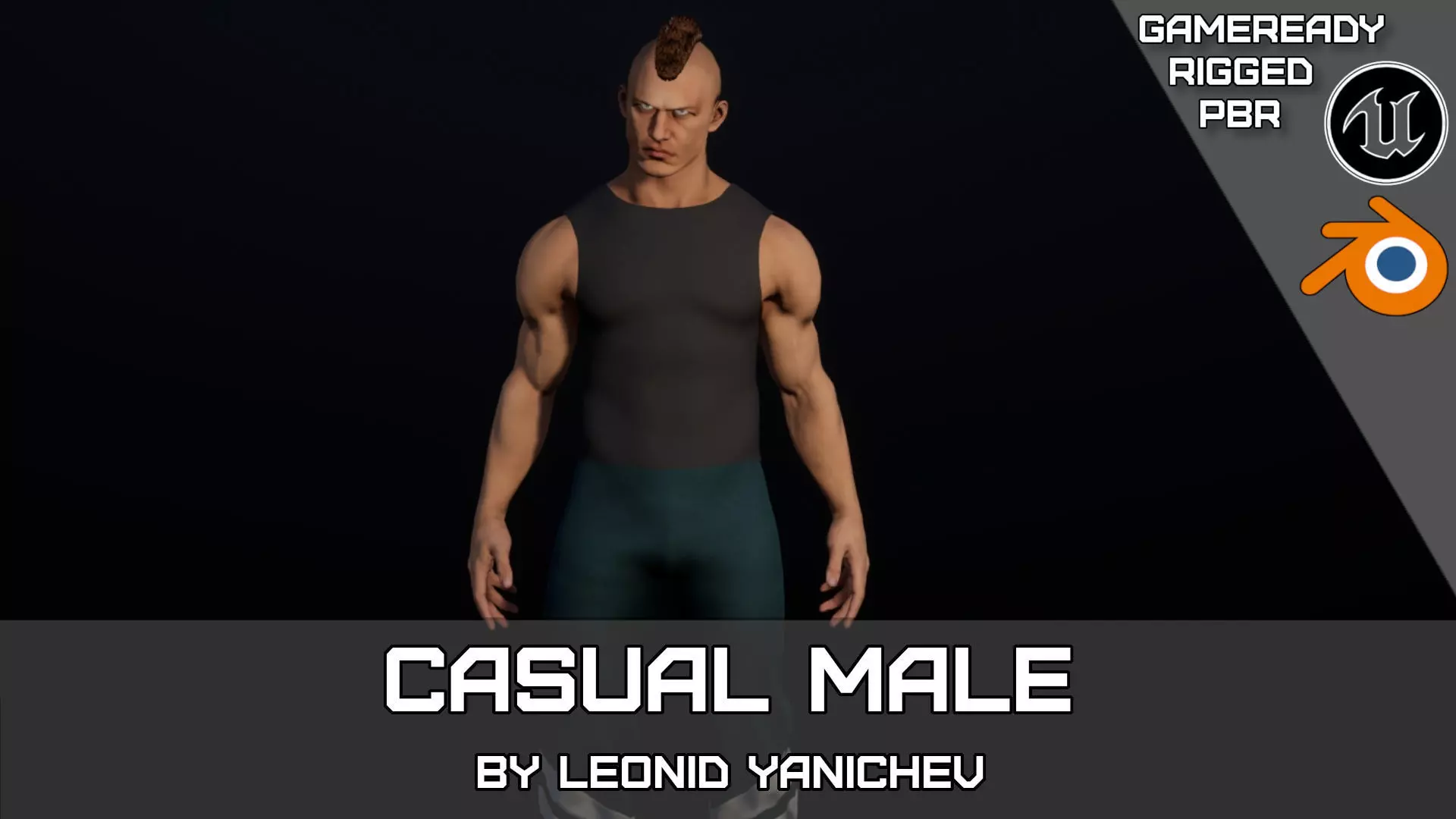 Casual male- modular rigged game ready low-poly 3d model Low-poly 3D model_0