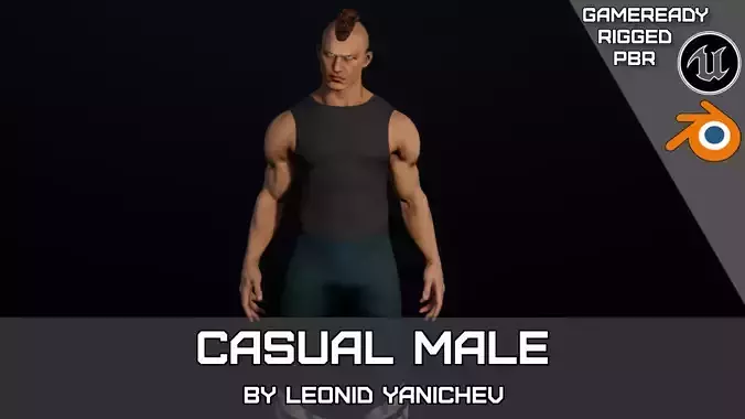 Casual male- modular rigged game ready low-poly 3d model Low-poly 3D model