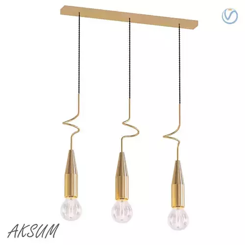 AKSUM three light fixtures hanging from gold chain 3D model