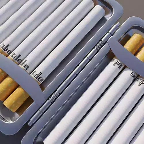 Cigarette Case Metal Closed and Open With 2 Color Low-poly 3D model