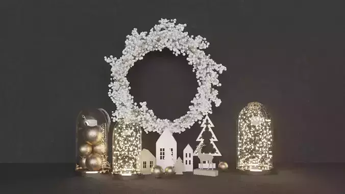 Christmas White silver decoration set Luxury