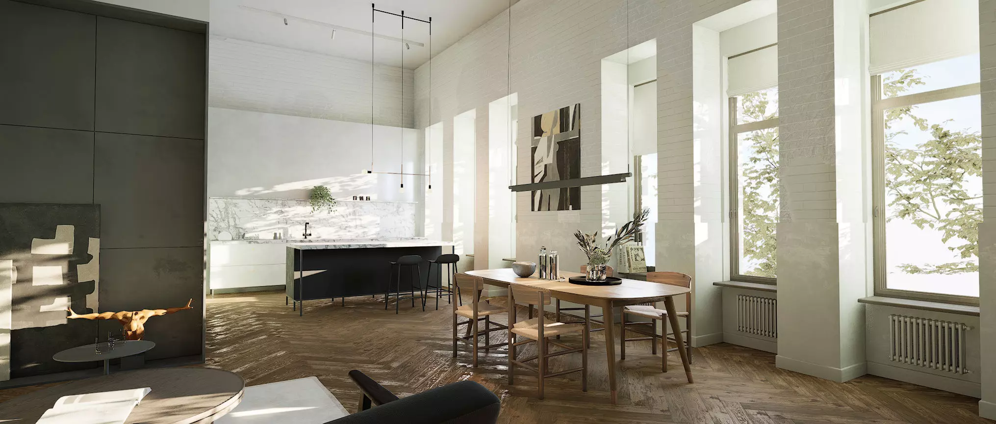 Modern residential interior 02 UE5 Low-poly 3D model