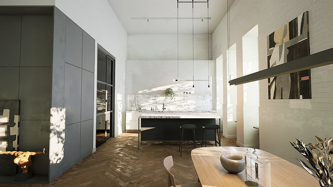 Modern residential interior 02 UE5 Low-poly 3D model 4