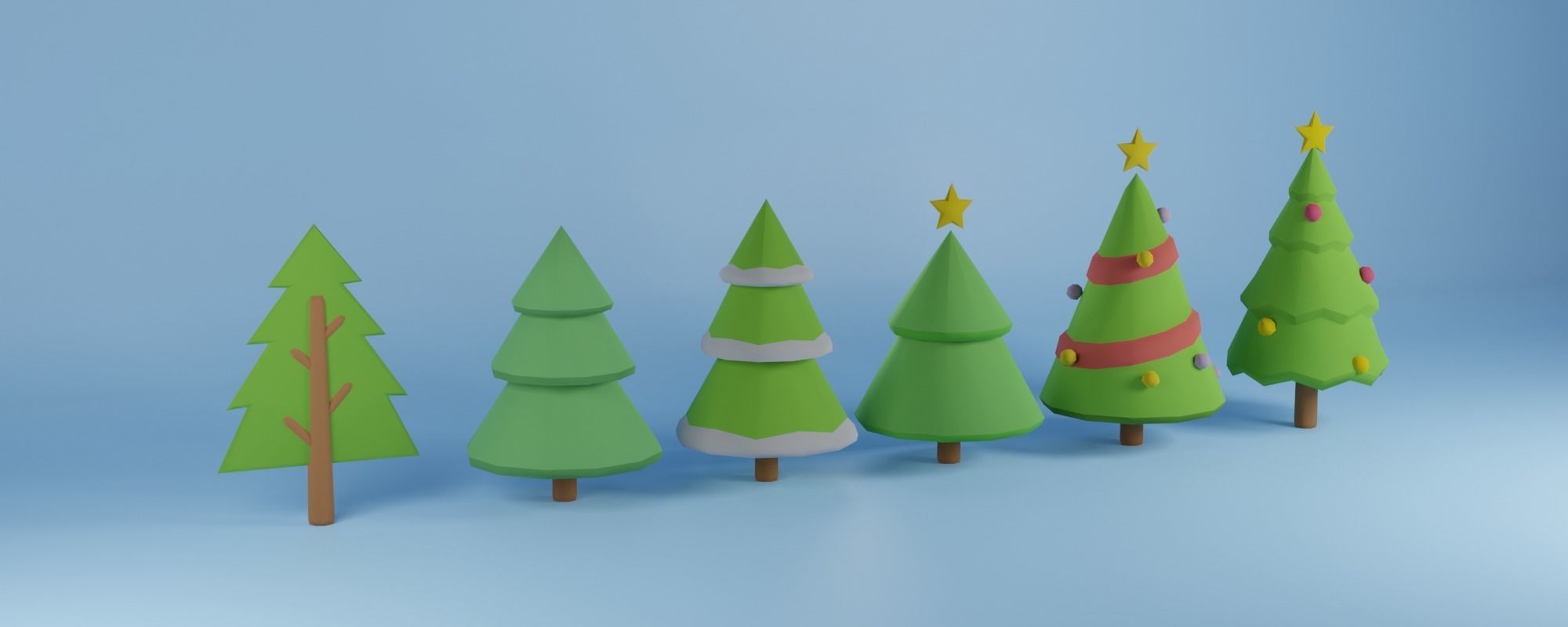 Set of low poly Christmas Tree set A Low-poly 3D model  Low-poly 3D model_1