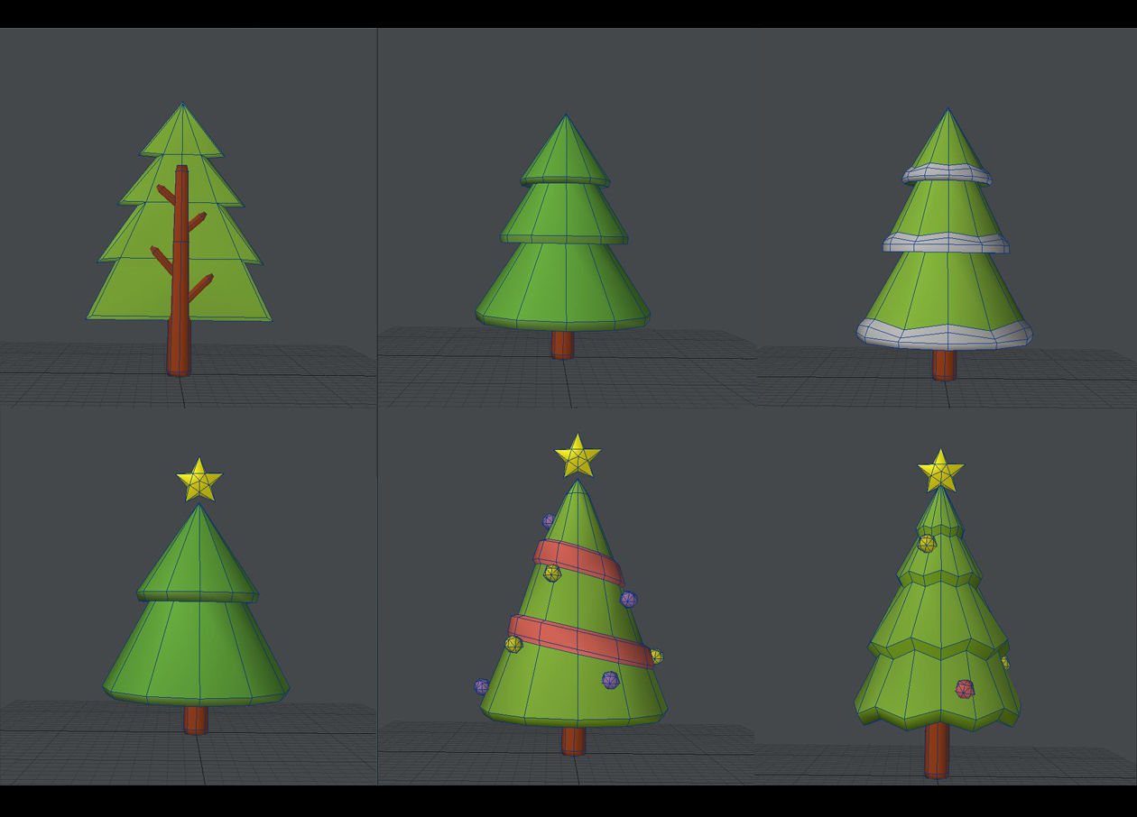 Set of low poly Christmas Tree set A Low-poly 3D model  Low-poly 3D model_2