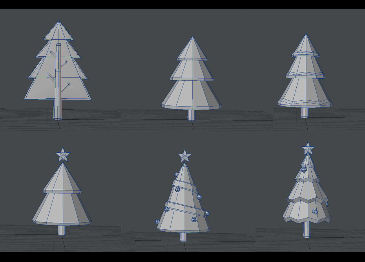Set of low poly Christmas Tree set A Low-poly 3D model  Low-poly 3D model_3