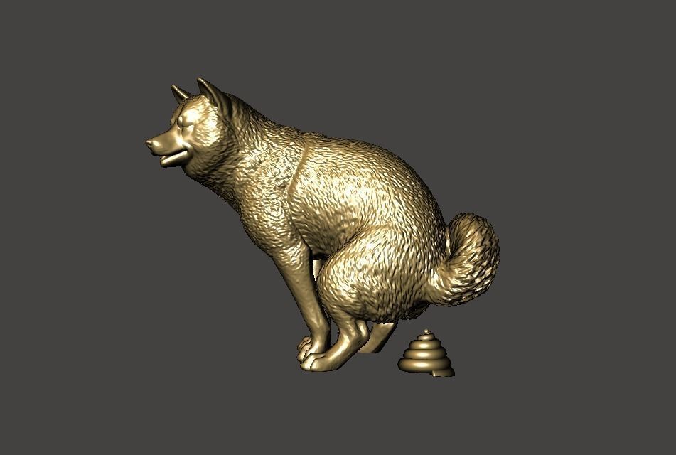 Shiba Inu - Shitting 3D print model_4