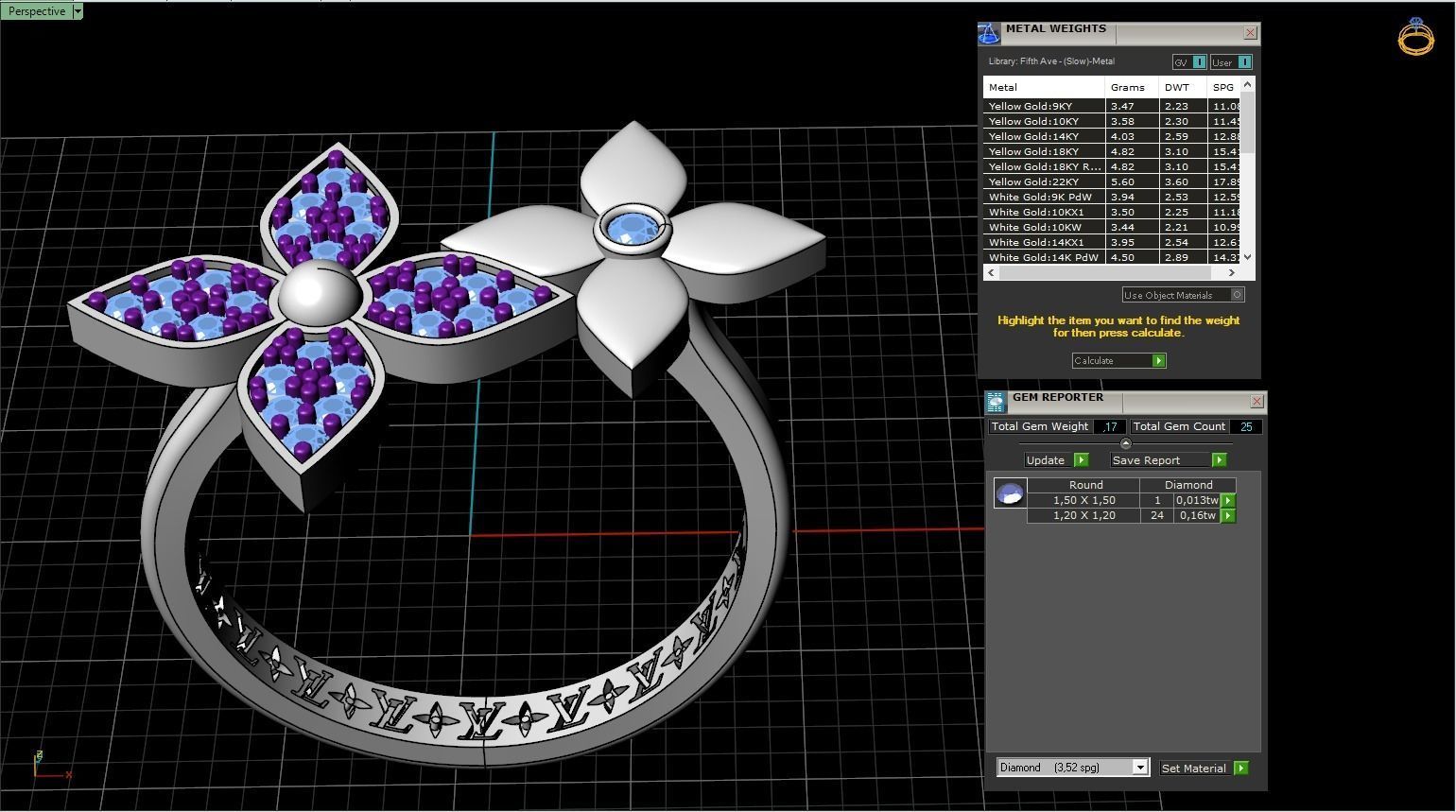 ring louis vuitton 3D print model_25