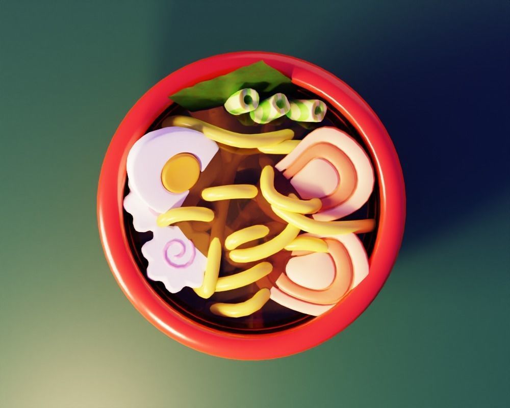 Ramen Noodle Bowl - Cute Cartoon 3D model_7