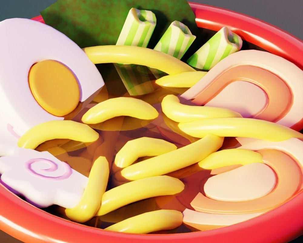 Ramen Noodle Bowl - Cute Cartoon 3D model_6