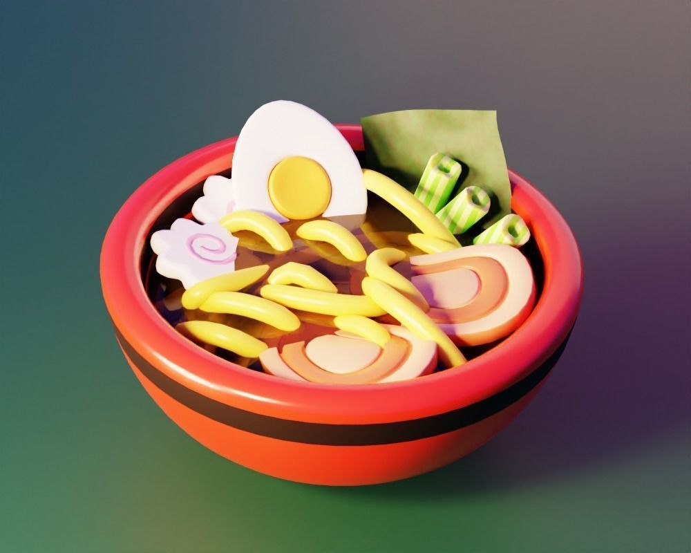Ramen Noodle Bowl - Cute Cartoon 3D model_4