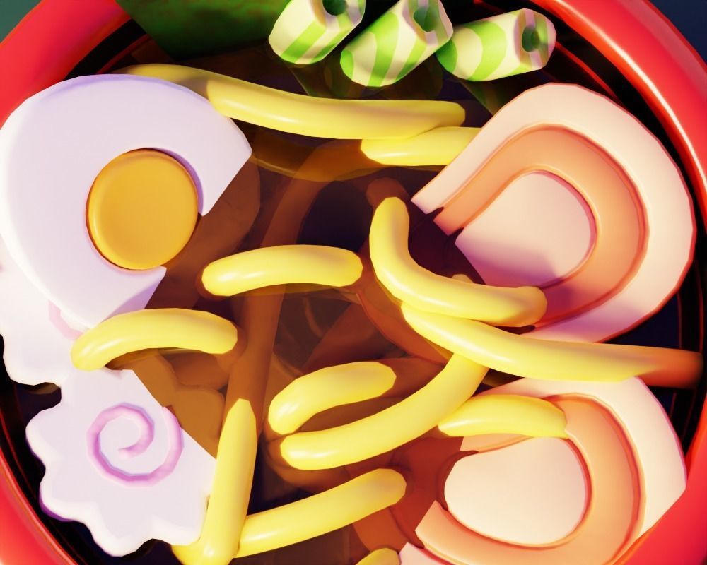 Ramen Noodle Bowl - Cute Cartoon 3D model_10