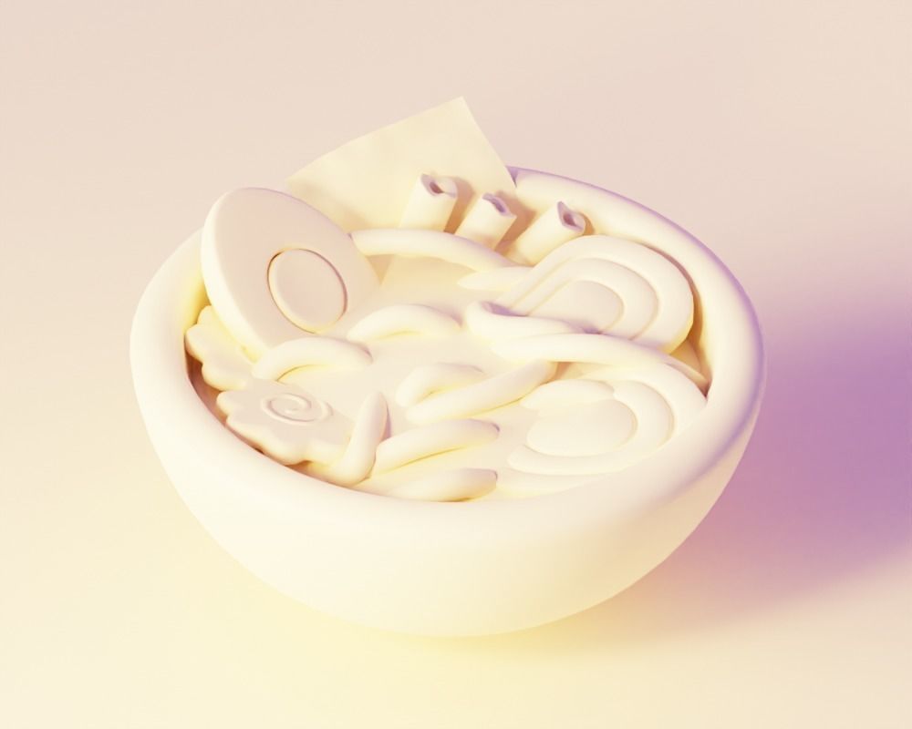 Ramen Noodle Bowl - Cute Cartoon 3D model_3