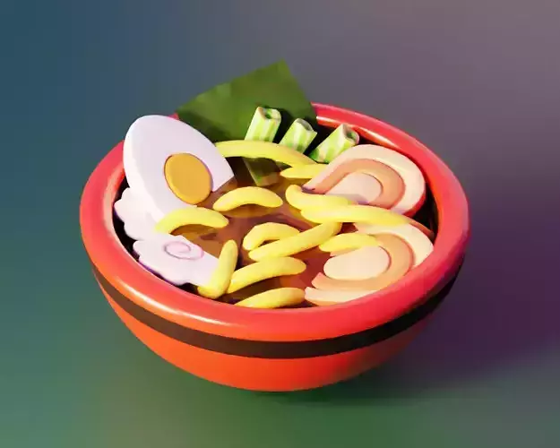 Ramen Noodle Bowl - Cute Cartoon 3D model
