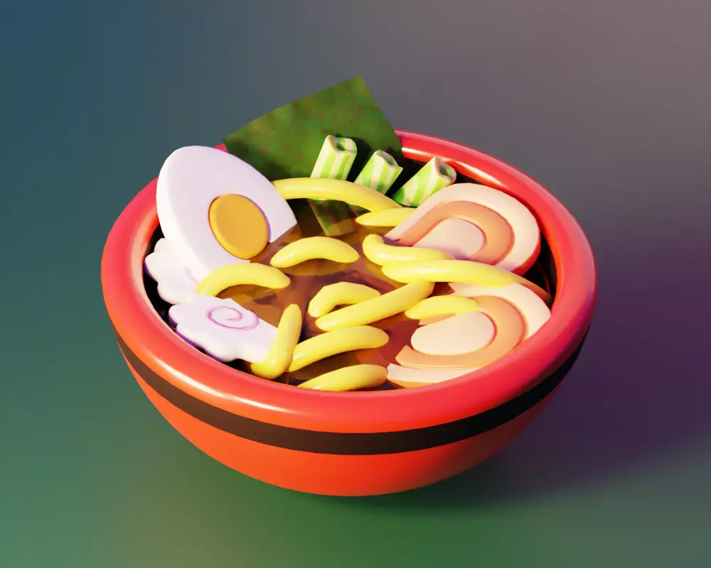 Ramen Noodle Bowl - Cute Cartoon 3D model_0