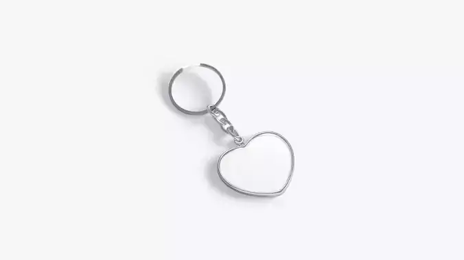 White Heart Keychain - key tag holder Low-poly 3D model