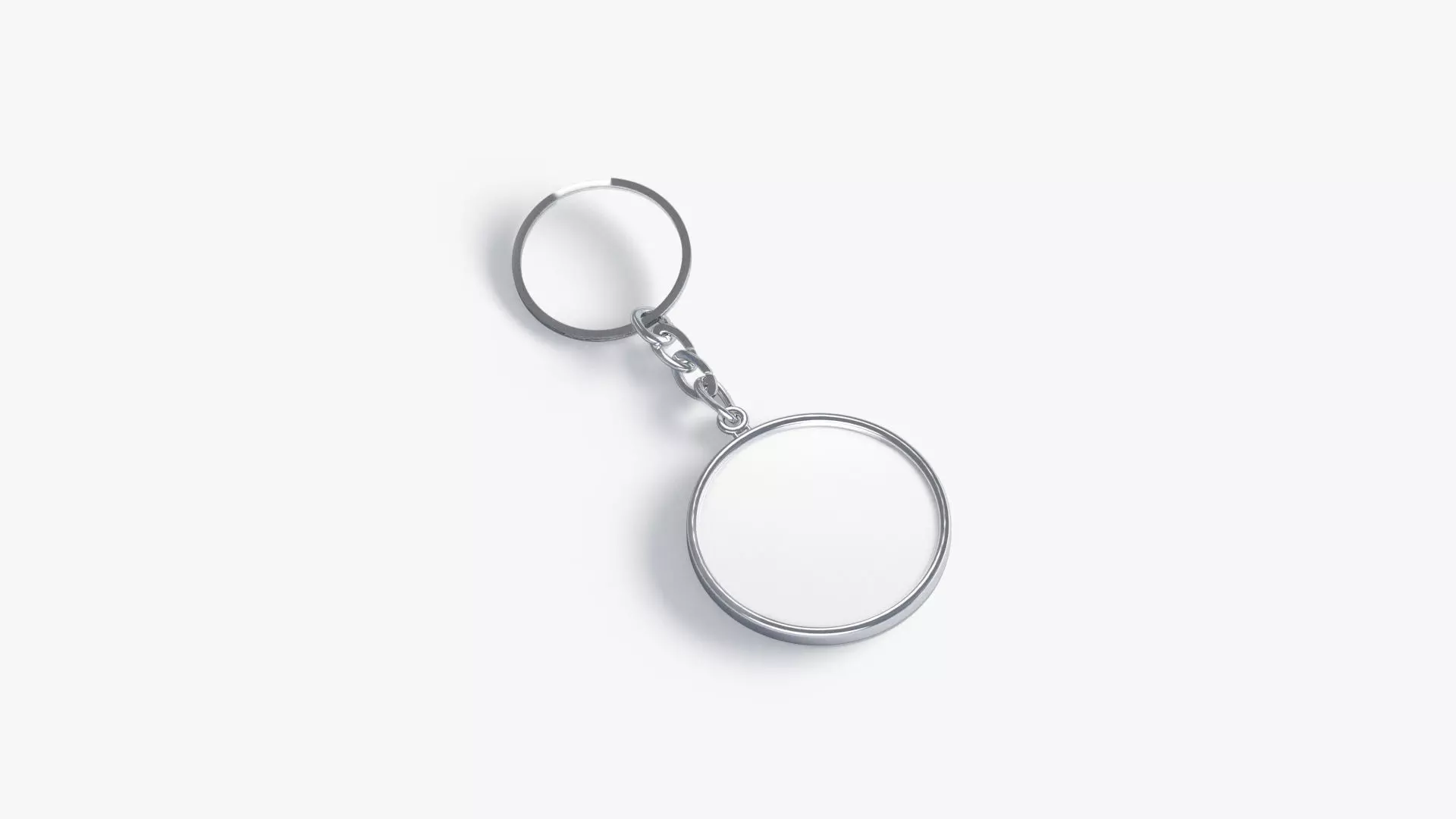 White Round Keychain - key tag holder Low-poly 3D model_0