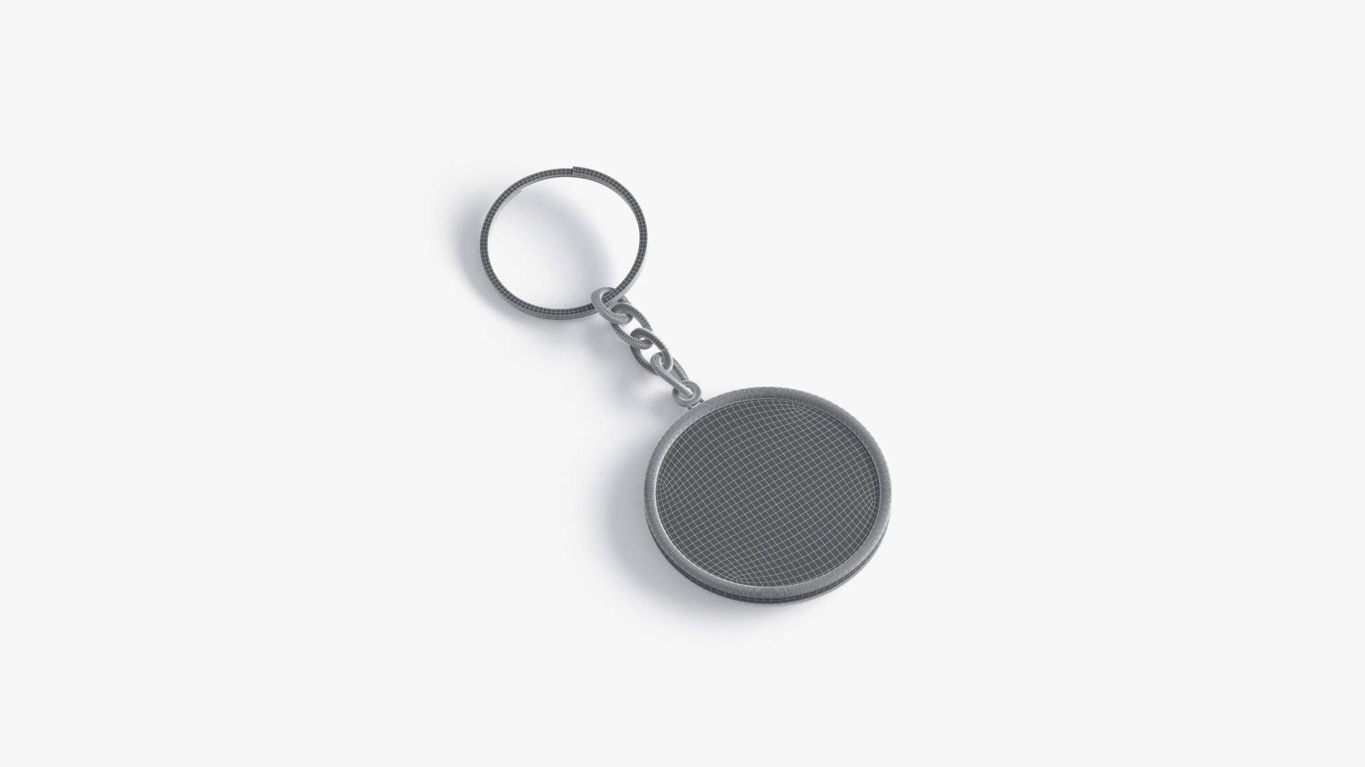 White Round Keychain - key tag holder Low-poly 3D model_7