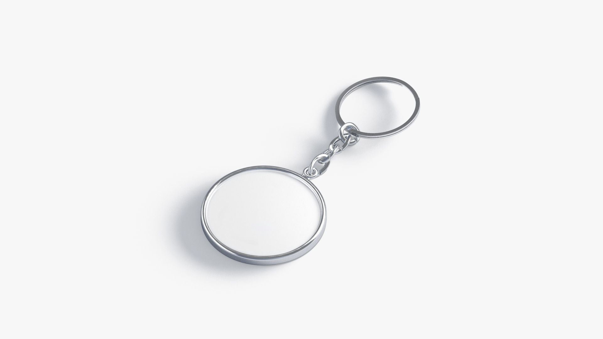 White Round Keychain - key tag holder Low-poly 3D model_1