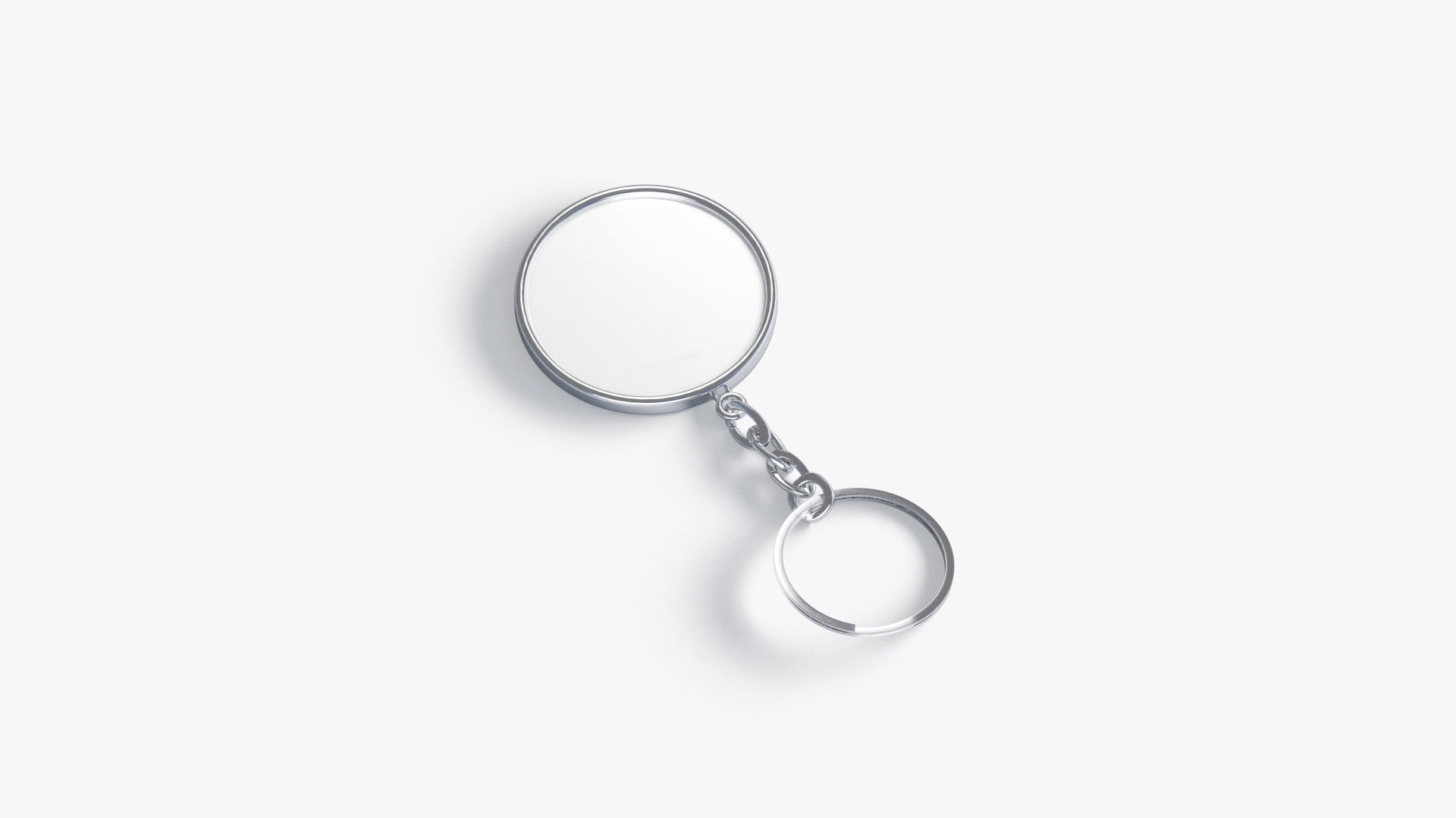 White Round Keychain - key tag holder Low-poly 3D model_2