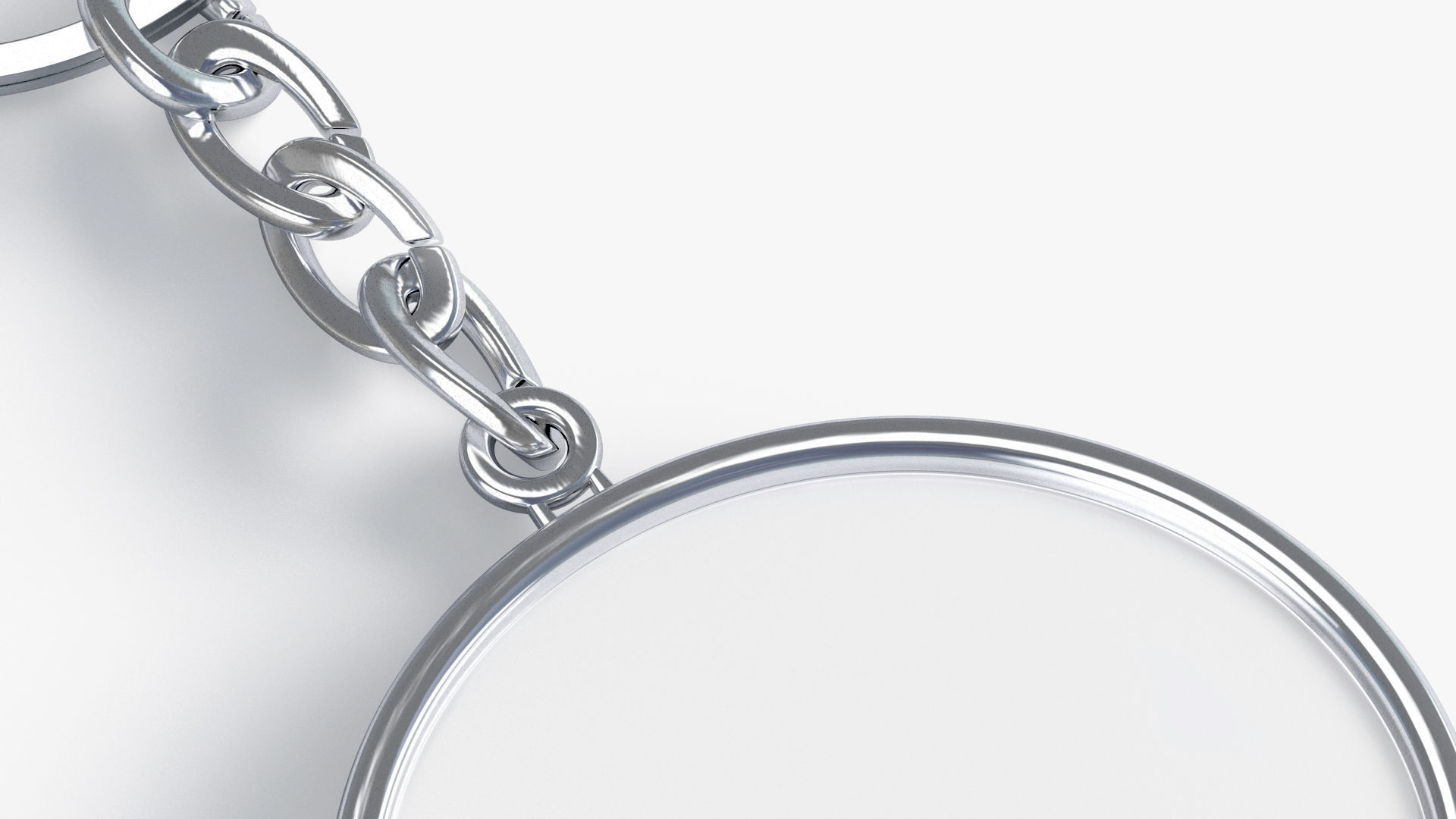 White Round Keychain - key tag holder Low-poly 3D model_4