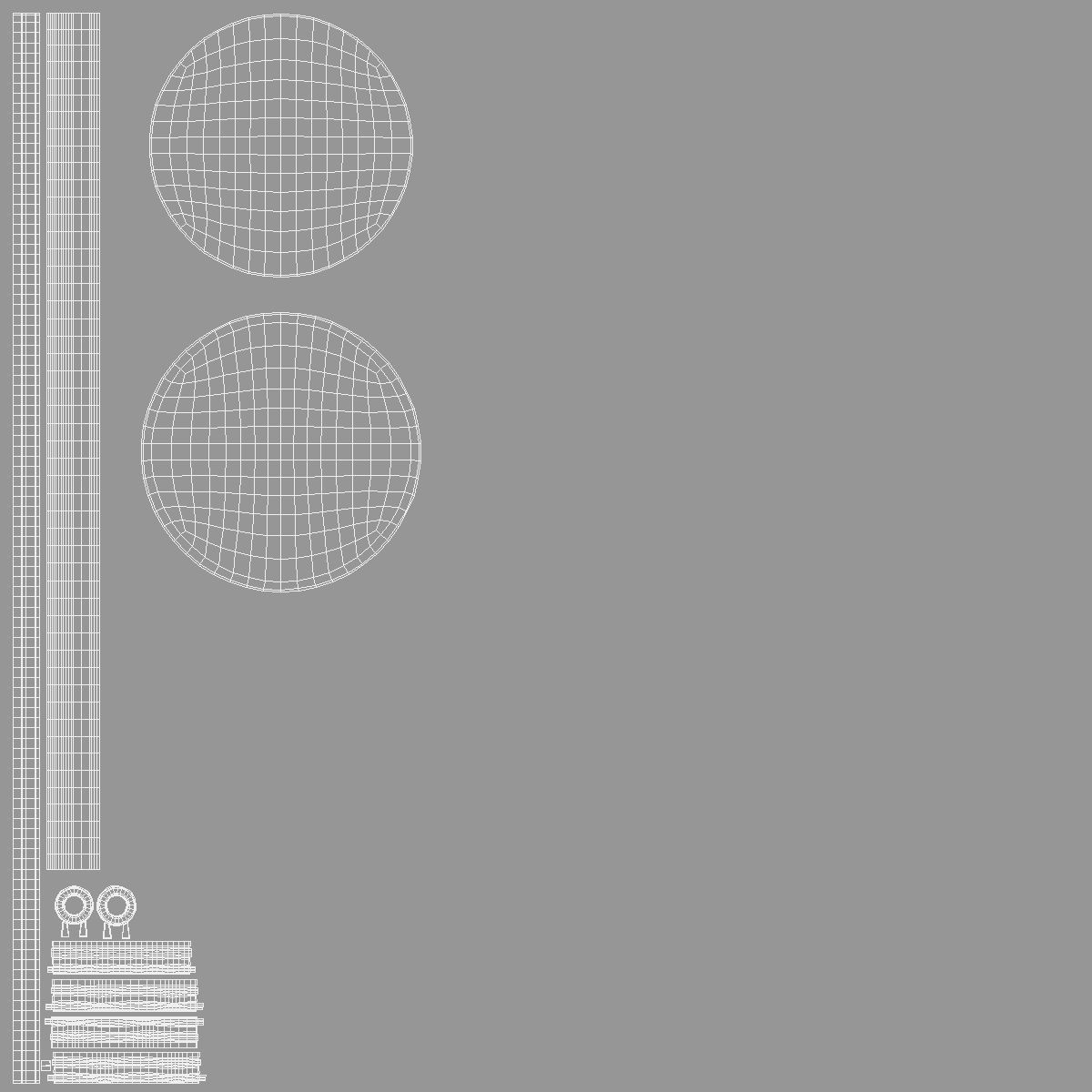 White Round Keychain - key tag holder Low-poly 3D model_5