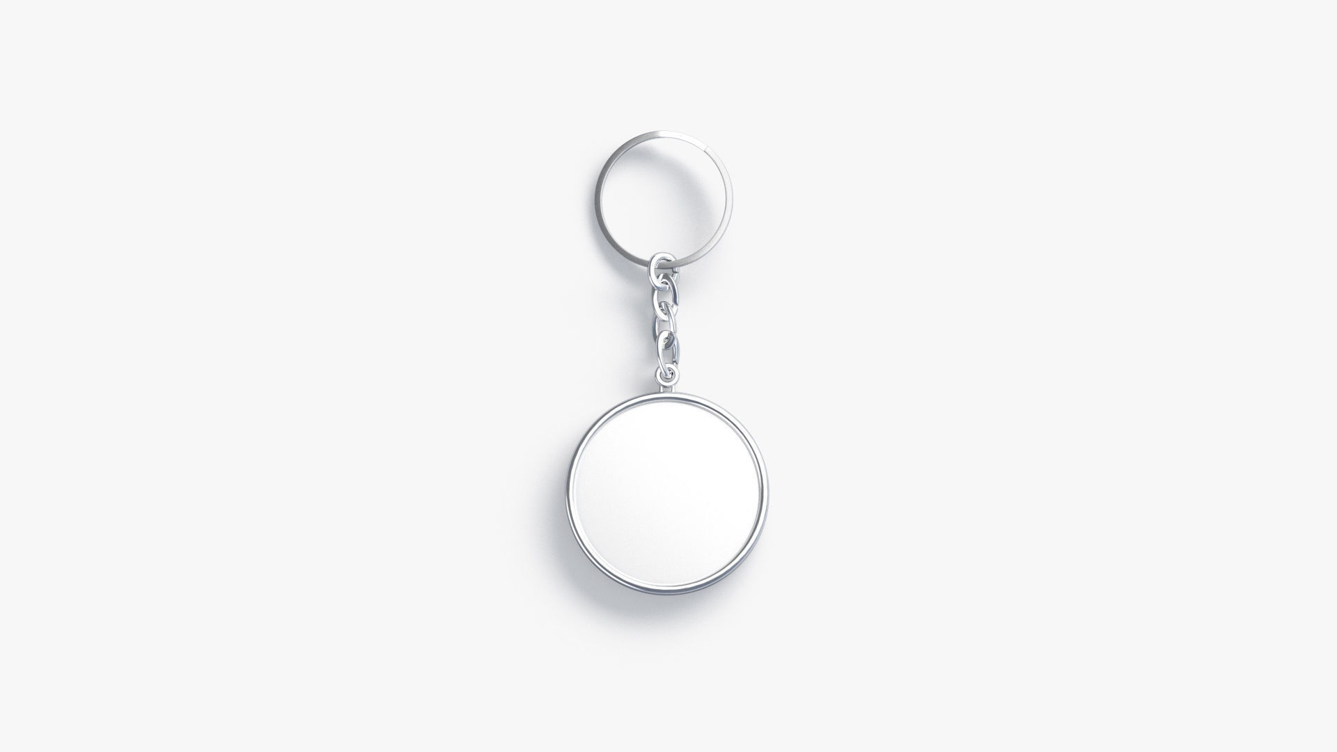 White Round Keychain - key tag holder Low-poly 3D model_3
