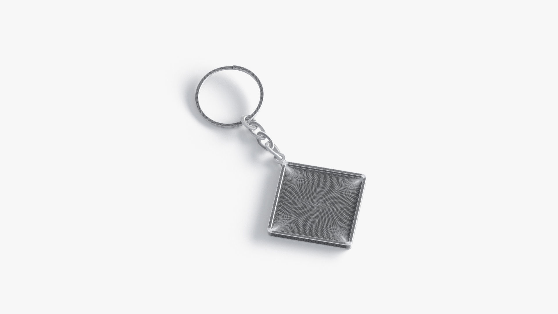 White Rhombus Keychain - key tag holder Low-poly 3D model_8