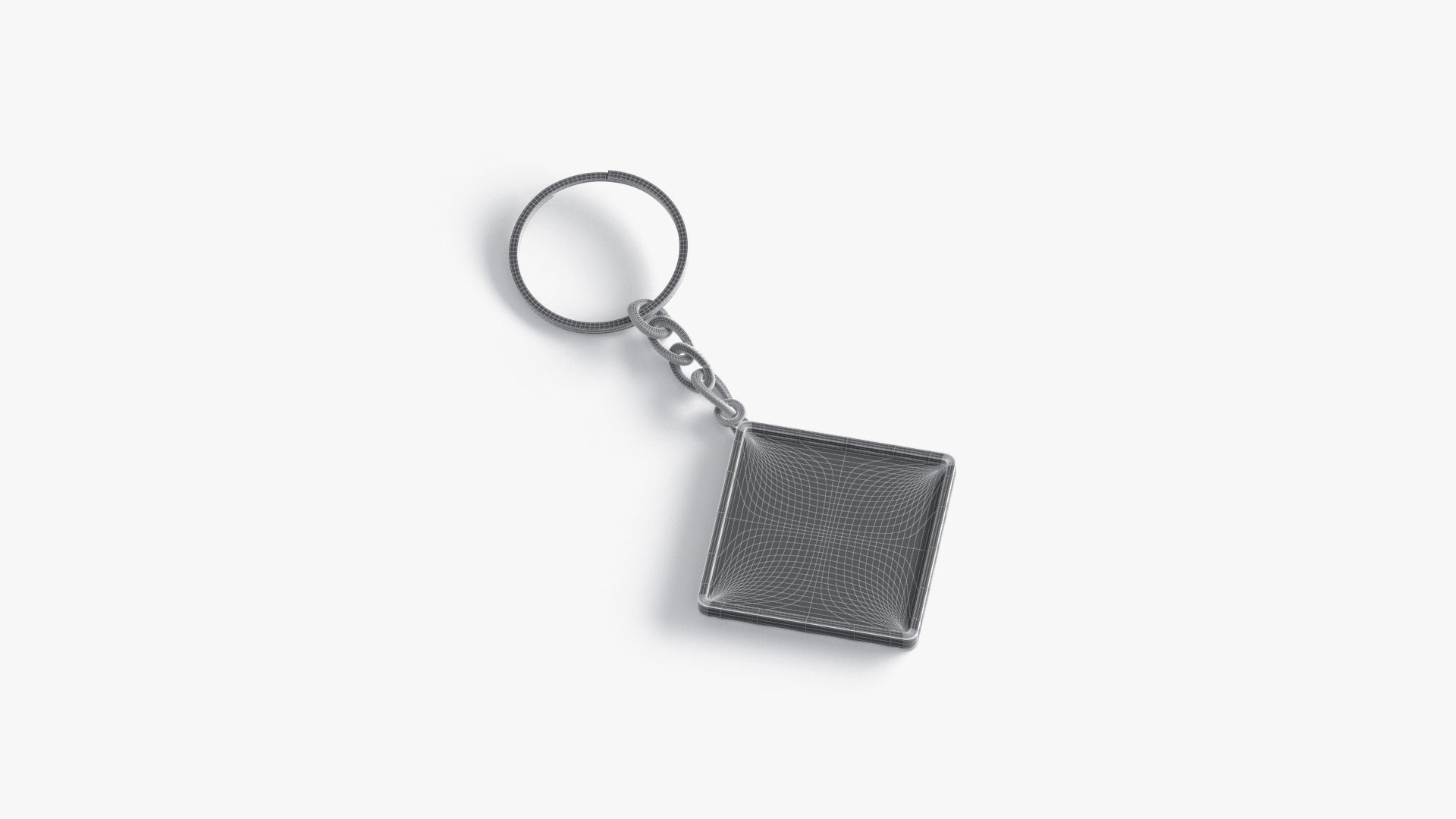 White Rhombus Keychain - key tag holder Low-poly 3D model_7
