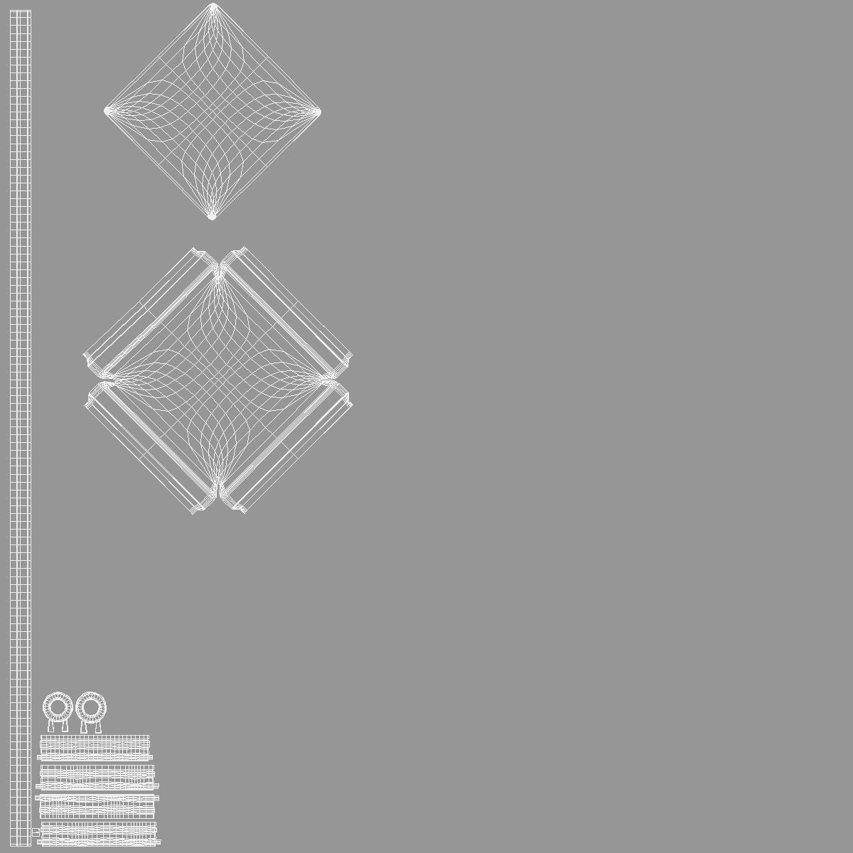 White Rhombus Keychain - key tag holder Low-poly 3D model_5